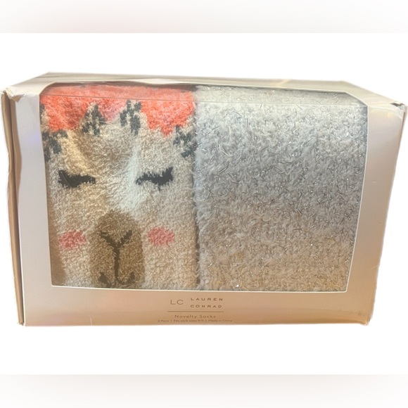 Lauren Conrad Llama Novelty Socks 2pc New in Box - Picture 1 of 4